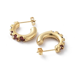 Iron Plating(IP) 304 Stainless Steel Stud Earrings with Cubic Zirconia&nbsp;EJEW-D095-21G