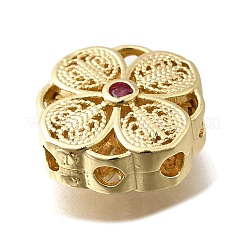 Brass Medium Violet Red Cubic Zirconia Multi-Strand Links&nbsp;KK-M316-07G