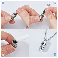 Stainless Steel Box Chain Hollow Column Perfume Bottle Pendant Necklaces & Slider Bracelets Sets&nbsp;SJEW-FH0001-05