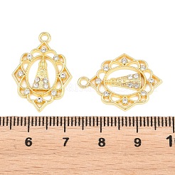 宗教合金ペンダント  クリスタルラインストーン付き  ノッサ セニョーラ アパレシーダ チャーム  ラックめっき  ゴールドカラー  24x17x2mm  穴：2mm&nbsp;FIND-C095-13G-01