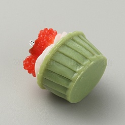 不透明樹脂ペンダント  カップケーキチャーム  模造食品  プラチナトーンのメタルループ付き  ワックスベリー 模様  18~19x17~18mm&nbsp;RESI-TAC0005-018F