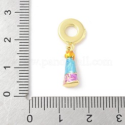 真鍮エナメルバージンヨーロピアンダングルチャーム  大穴ペンダント  18KGP本金メッキ  長持ちメッキ  カドミウムフリー＆鉛フリー  ラックめっき  ディープスカイブルー  25mm  穴：4.4mm&nbsp;KK-Z101-03G-02