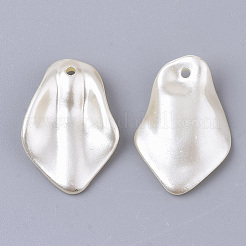 ABSプラスチックパール調ペンダント  花びら/葉  ベージュ  24x16.5x4.5mm  穴：1.5mm  約1045個/500g&nbsp;OACR-T022-16