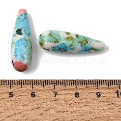 合成宝石ビーズ  模様と涙  ミックスカラー  31x10mm  穴：1.5mm&nbsp;GG-CBA75B3-01