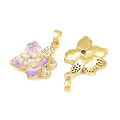 Brass Micro Pave Clear Cubic Zirconia Pendants&nbsp;CU-CBABDE1-02G-01