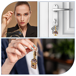 Gemstone Chip Tree of Life Pendant Keychain with Tibetan Style Alloy Charm and Brass Keychain Clasps&nbsp;KEYC-AB00021