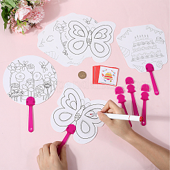 16個 4スタイル 紙製手持ち扇風機  空白の絵画ファン  子供のための diy 工芸品  混合図形  235~260x170~173x3mm  4個/スタイル&nbsp;DIY-GF0010-33
