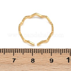 女性用304ステンレススチールオープンカフリング  波  ゴールドカラー  3.5mm  内径：16mm&nbsp;RJEW-K303-08G