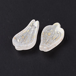 ガラスチャーム  金箔  艶消し  染め＆加熱  花びら  ホワイト  19x10x3mm  穴：1mm&nbsp;EGLA-L024-A09