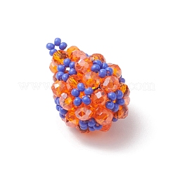 手作りのガラスシードビーズペンダント  ティアドロップチャーム  オレンジ  24x17mm  穴：1.3mm&nbsp;PALLOY-MZ00422-03