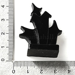 ハロウィーンの飾り  自宅のデスクトップの装飾用の樹脂製お化け屋敷/城の置物像  ブラック  30.5x22mm&nbsp;AJEW-S001-02C