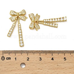 真鍮製マイクロパヴェキュービックジルコニアビーズ  蝶結び  18KGP本金メッキ  32x15.5x4.5mm  穴：1.6mm&nbsp;KK-B142-28G