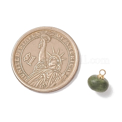 天然混合宝石のロンデルチャーム  真鍮のベイルと  ゴールドカラー  染めと未染色の混合  8~9x8.5mm  穴：1.6mm&nbsp;PALLOY-JF04864