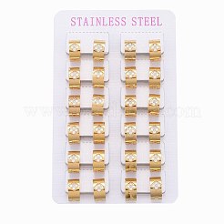 304ステンレススチール製ハギーフープピアス  クリアキュービックジルコニア  リング  ゴールドカラー  12.5x13.5x7mm  ピン：1.2mm&nbsp;EJEW-L252-022G