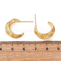 真鍮のC字型スタッドピアス  ニッケルフリー  18KGP本金メッキ  18.5x25x8mm&nbsp;EJEW-A143-05G
