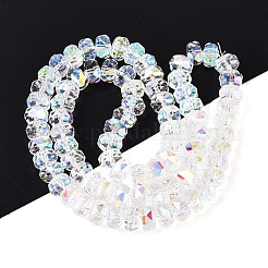 電気メッキガラスビーズセット  ロンデル  多面カット  ABメッキ  透明  7~8x4.5~5mm  穴：1.2~1.4mm  約79~81個/連  15.35~15.94''（39~40.5センチメートル）&nbsp;EGLA-T021-20A