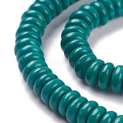 合成ターコイズビーズ連売り  染め  ディスク/フラットラウンド  ヒシビーズ  ティール  8mm  穴：1mm  約121個/連  約15インチ&nbsp;G-H263-04B