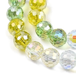 透明ガラスビーズ連売り  ラウンドチャーム  多面カット  薄緑  7~7.5x7.5~8mm  穴：1.2mm  約50個/連  14.76''（37.5センチメートル）&nbsp;GLAA-T023-32A