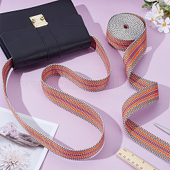 5 Yards Polyester Striped Jacquard Ribbon&nbsp;OCOR-WH0078-287B
