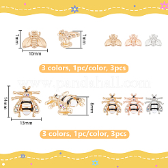 6Pcs 6 Styles Bees Zinc Alloy with Enamel Watch Band Studs&nbsp;FIND-UN0003-39