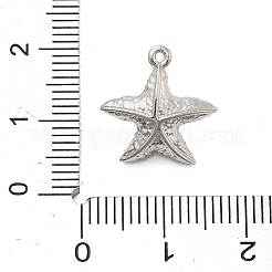 真鍮製マイクロパヴェキュービックジルコニアペンダント  ヒトデのチャーム  プラチナ  14.5x14x7mm  穴：0.8mm&nbsp;KK-I380-06P
