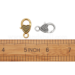 チベット風合金製ハートカニカン  ミックスカラー  25.5x14x6mm  穴：4mm  10個/カラー  40個/セット&nbsp;TIBE-KS0001-02
