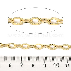 真鍮の織り目加工の楕円形のリンクチェーン  ラックめっき  カドミウムフリー＆鉛フリー  長持ちメッキ  ハンダ付け  スプールで  18KGP本金メッキ  8.5x5.5x1.1mm&nbsp;CHC-C014-05G