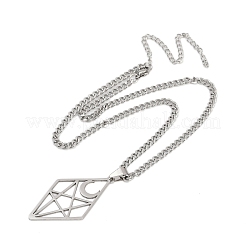 Hollow Out Diamond Moon 201 Stainless Steel Pendant Necklaces for Men Women&nbsp;LS-NJEW-K283-25P