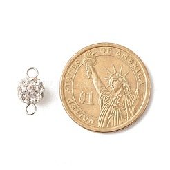 ポリマークレイラインストーンコネクターチャーム  304ステンレススチールループ付き  ラウンド  クリスタル  14.5x8mm  穴：2mm&nbsp;PALLOY-JF01361-02