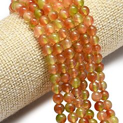 天然石マレーシアジェイドビーズ連売り  染め＆加熱  ラウンド  サンゴ  6~6.5mm  穴：1mm  約60~62個/連  14.96インチ（38cm）&nbsp;G-L645-C01-6mm-25