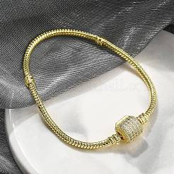 真鍮マイクロペーブクリアキュービックジルコニアリンクブレスレット  女性のためのジュエリー  コラム  18KGP本金メッキ  内径：2-1/8インチ（5.5cm）&nbsp;BJEW-S158-15G
