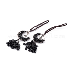 Natural Mixed Stone Moon with Chips Tassel Pendant Decorations&nbsp;G-L524-07R-B