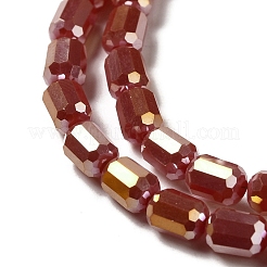 電気メッキガラスビーズセット  多面カット  ABカラー  コラム  ブラウン  4x5~6mm  穴：1mm  約80個/連  40~48cm&nbsp;EGLA-D031-01O