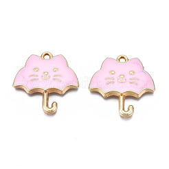メッキ合金エナメルチャームラック  カドミウムフリー＆ニッケルフリー＆鉛フリー  傘  ピンク  24x23x3mm  穴：1.5mm&nbsp;ENAM-T011-191B