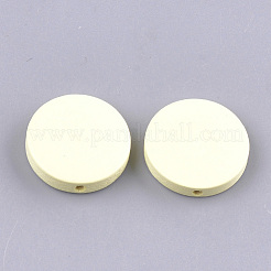 天然木製ビーズ  染め  フラットラウンド  ライトゴールデンロッドイエロー  20x5mm  穴：1.4mm&nbsp;X-WOOD-S045-036B-02