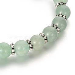 Trendy Natural Green Aventurine Beaded Acrylic Charm Bracelets&nbsp;BJEW-JB01792-04
