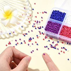 72g4スタイルのガラスシードビーズ  DIYジュエリー作成用の小さなクラフトビーズ  ラウンド  パープル  3mm  穴：1mm  約400個/18g  18g /スタイル&nbsp;SEED-YW0002-77D
