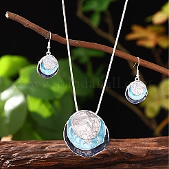 Three Flat Round Zinc Alloy Enamel Pendant Necklaces & Dangle Earrings Sets&nbsp;WGCF00E-02