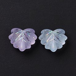 透明つや消しアクリルビーズ  ABカラーメッキ  葉  ミックスカラー  10.5x12x4.5mm  穴：1.8mm  1180個/ 500g&nbsp;X-OACR-P013-34M