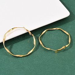 304ステンレススチールフープピアス  イオンプレーティング（ip）  18KGP本金メッキ  52~52.5x3mm&nbsp;EJEW-I320-25G-02