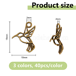 120色合金オープンバックベゼルペンダント3個  UVレジンDIY用  エポキシ樹脂  鳥  ミックスカラー  19x18x2mm  穴：2mm  40個/カラー&nbsp;DIY-DC0003-84