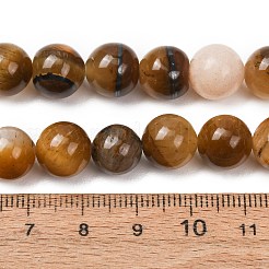 天然虎石英ビーズ連売り  スムーズなラウンド  10mm  穴：1.2mm  約37個/連  14.96''（38センチメートル）&nbsp;GG-NH0013-A01-10mm