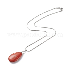 5Pcs 5 Style Natural Mixed Gemstone Teardrop Pendant Necklace Set with 304 Stainless Steel Chains for Women&nbsp;NJEW-JN04062