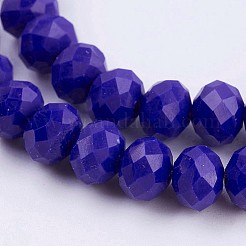 オペークガラスビーズ連売り  多面カット  ロンデル  藤紫色  8x6mm  穴：1~1.5mm  約60~62個/連  39~40cm&nbsp;LS-EGLA-F122-8x6mm-NC02