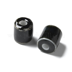 手作りの陶器ビーズ  コラム  ブラック  10~10.5x9~10.5mm  穴：2.5mm&nbsp;X1-PORC-L080-I02