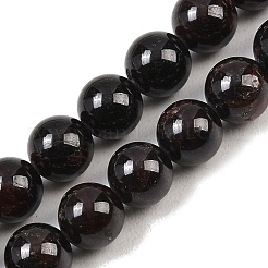ラウンド天然のガーネットビーズ連売り  8mm  穴：1mm  約46個/連  15インチ&nbsp;X-G-D751-8mm