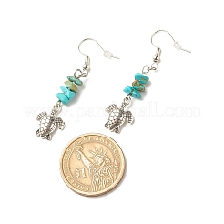 Synthetic Turquoise Chips Beaded Dangle Earrings&nbsp;EJEW-JE04890-01