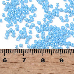 11/0 チェコ不透明ガラスシードビーズ  光沢のある  ラウンド  ライトスカイブルー  2.2x1.5mm  穴：0.7mm  約500 G /袋&nbsp;SEED-N004-003B-20