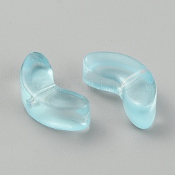 透明な手作りのランプワークビーズ  葉  ライトシアン  6.5x14x5mm  穴：1mm&nbsp;LAMP-CJC0012-01G