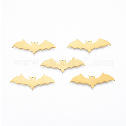 ステンレスペンダント201個  バット  ハロウィンスタイル  18KGP本金メッキ  13x37x1mm  穴：1mm&nbsp;STAS-N090-LA921-2
